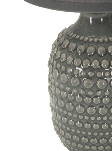 Lampe de chevet motifs en relief base Grise abat-jour Grise