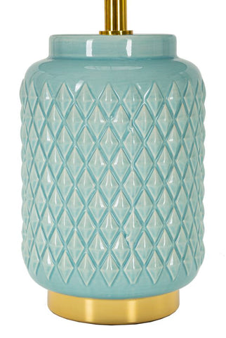 Lampe de table carrée turquoise abat-jour ciel
