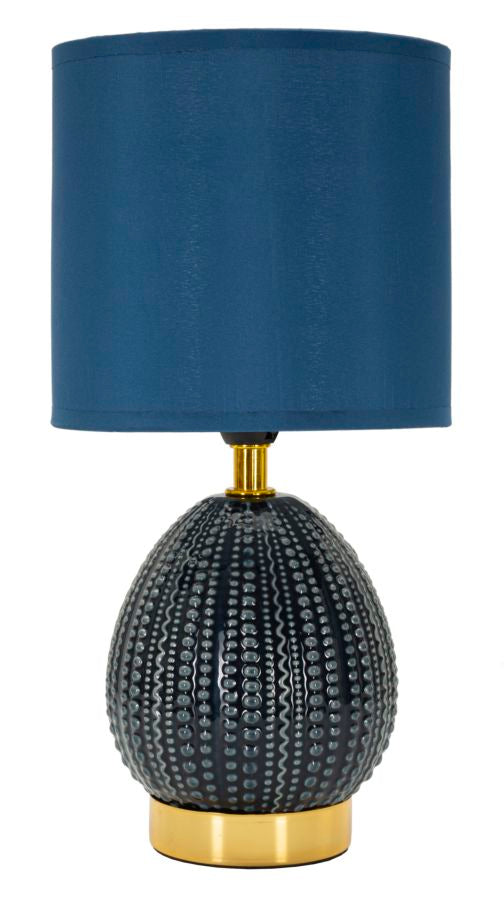 Lampe de chevet Flavi base bleue abat-jour tissu bleu