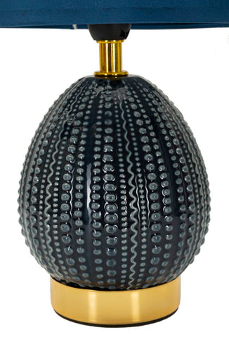 Lampe de chevet Flavi base bleue abat-jour tissu bleu