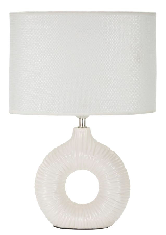 Lámpara de mesa Seta blanca pantalla tejido blanco