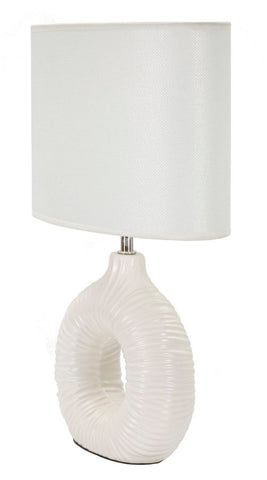 Lámpara de mesa Seta blanca pantalla tejido blanco