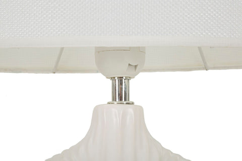 Lámpara de mesa Seta blanca pantalla tejido blanco