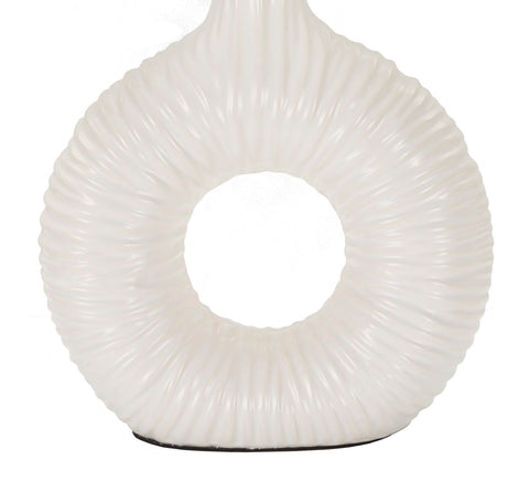 Lámpara de mesa Seta blanca pantalla tejido blanco