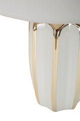 Lampe de table Cassy céramique blanche et dorée abat-jour en tissu blanc