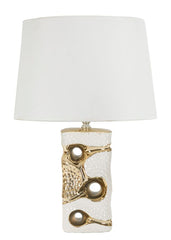 Lampe de table Florida Céramique Blanche et Dorée abat-jour Tissu Blanc