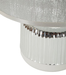 Lampe de table Lucina Céramique Blanche et Argentée Abat-jour Tissu Argenté