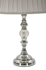 Lampe de table Tilly métal argenté et abat-jour en tissu gris