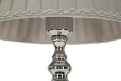 Lampe de table Tilly métal argenté et abat-jour en tissu gris