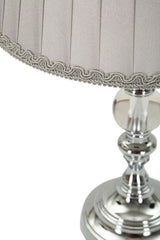 Lampe de table Tilly métal argenté et abat-jour en tissu gris