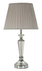 Lampe de table métal argenté abat-jour tissu gris