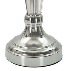 Lampe de table métal argenté abat-jour tissu gris