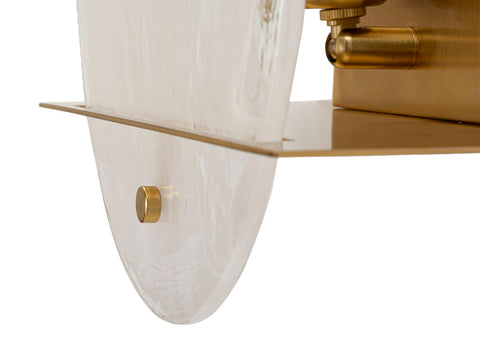 Aplique de pared de metal dorado y cristal redondo