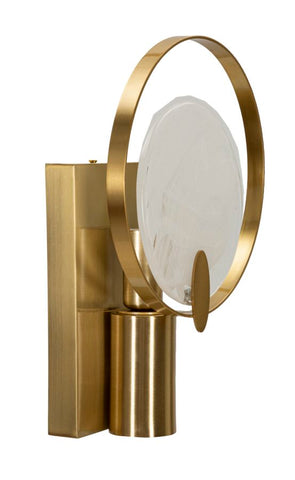 Aplique de pared metal dorado cristal ahumado diseño geométrico