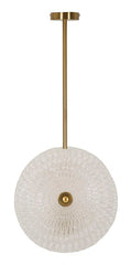 Lampe de plafond métal doré abat-jours en verre décorés reliefs