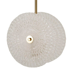 Lampe de plafond métal doré abat-jours en verre décorés reliefs