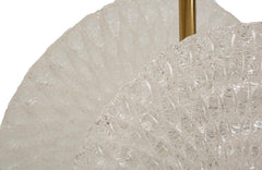 Lampe de plafond métal doré abat-jours en verre décorés reliefs