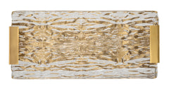 Applique murale rectangulaire doré en métal et verre avec relief