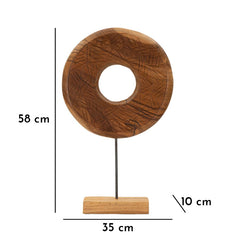 Sculpture ronde Teck recyclé avec motifs irréguliers
