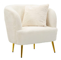 Fauteuil Soffy Cuir Synthétique Blanc pieds Dorés