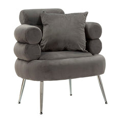 Fauteuil Silvery Plus Velours Gris pieds Argent