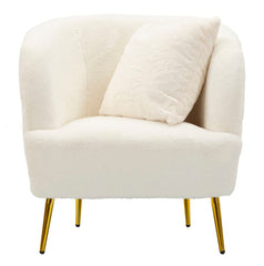 Fauteuil Soffy Cuir Synthétique Blanc pieds Dorés
