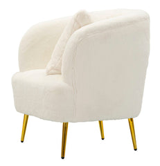 Fauteuil Soffy Cuir Synthétique Blanc pieds Dorés