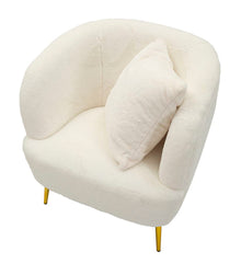 Fauteuil Soffy Cuir Synthétique Blanc pieds Dorés