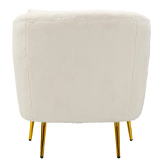 Fauteuil Soffy Cuir Synthétique Blanc pieds Dorés