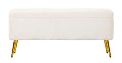 Banquette avec rangement Fausse fourrure douce pieds dorés