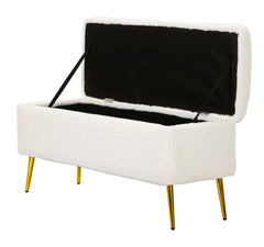 Banquette avec rangement Fausse fourrure douce pieds dorés