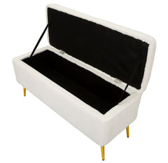 Banquette avec rangement Fausse fourrure douce pieds dorés