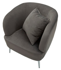 Fauteuil gris Velours doux pieds argentés