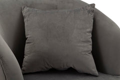 Fauteuil gris Velours doux pieds argentés