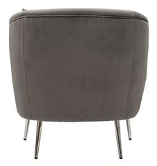 Fauteuil gris Velours doux pieds argentés