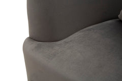 Fauteuil gris Velours doux pieds argentés