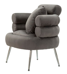 Fauteuil Silvery Plus Velours Gris pieds Argent