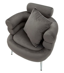 Fauteuil Silvery Plus Velours Gris pieds Argent