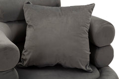 Fauteuil Silvery Plus Velours Gris pieds Argent