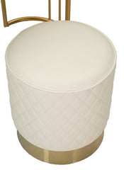 Bureau de lit Sharon Simili cuir Blanc avec pouf rond Métal Doré