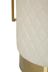 Bureau de lit Sharon Simili cuir Blanc avec pouf rond Métal Doré