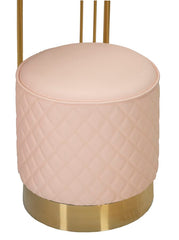 Bureau de lit Sharon Cuir synthétique Rose avec Pouf en Cuir synthétique matelassé et Métal doré