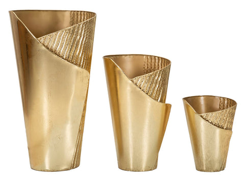 Ensemble de 3 Vases dorés