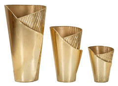 Ensemble de 3 Vases dorés