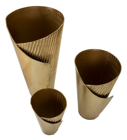 Ensemble de 3 Vases dorés