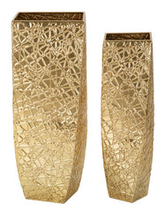 Support de vase carré en relief doré ensemble de 2 pièces