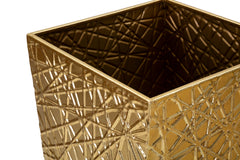Support de vase carré en relief doré ensemble de 2 pièces