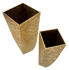 Support de vase carré en relief doré ensemble de 2 pièces