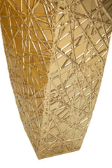 Support de vase carré en relief doré ensemble de 2 pièces