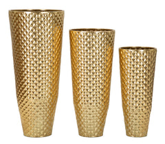Ensemble de 3 vases géométriques en or